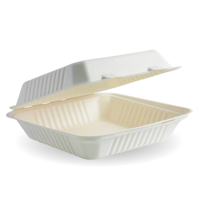 Biodegradable and Compostable Sugarcane Bagasse Hinged Container